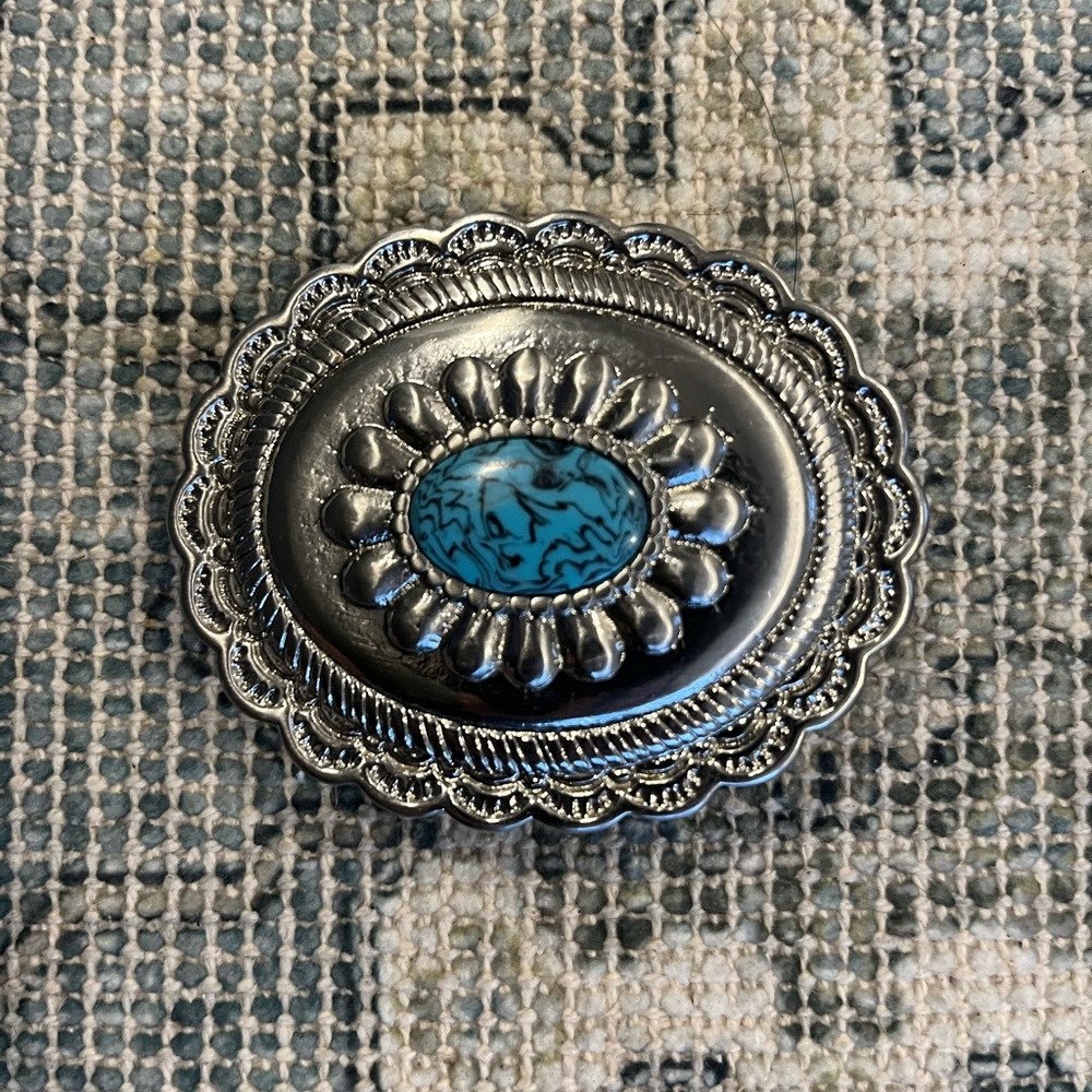 Silver Turquoise Belt Buckle